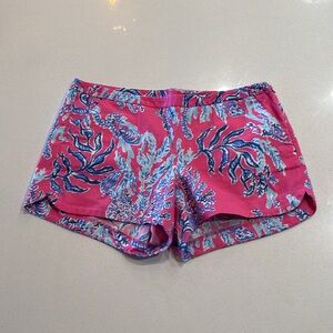 Lilly Pullitzer Cotton Pink and Blue Patterned Shorts Size 12